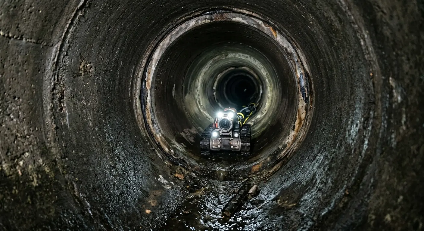 Robotic sewer camera inspecting pipe interior for Sewer Line Repair in Swampscott
